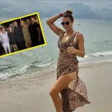 Sabalenka w panterkowej sukience na plaży, obok zdjęcie z przyjaciółmi.