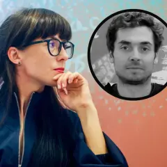 Kobieta w okularach zamyślona, obok wizerunek mężczyzny. Czy to Kacper Tekieli pierwsza żona?