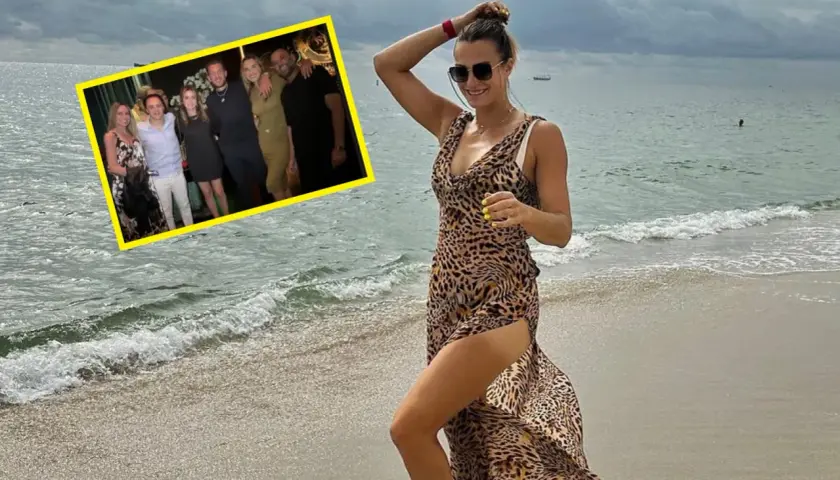 Sabalenka w panterkowej sukience na plaży, obok zdjęcie z przyjaciółmi.